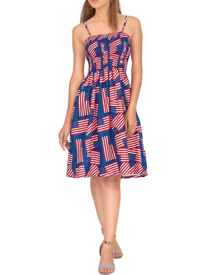 La Leela Women's American Flag Patriotic Dress P00792 for wholesale by LA LEELA \ HAPPY BAY