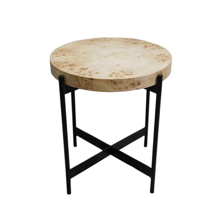 Modern Solid Burl Wood Handmade Round Side Table for wholesale by LR Home
