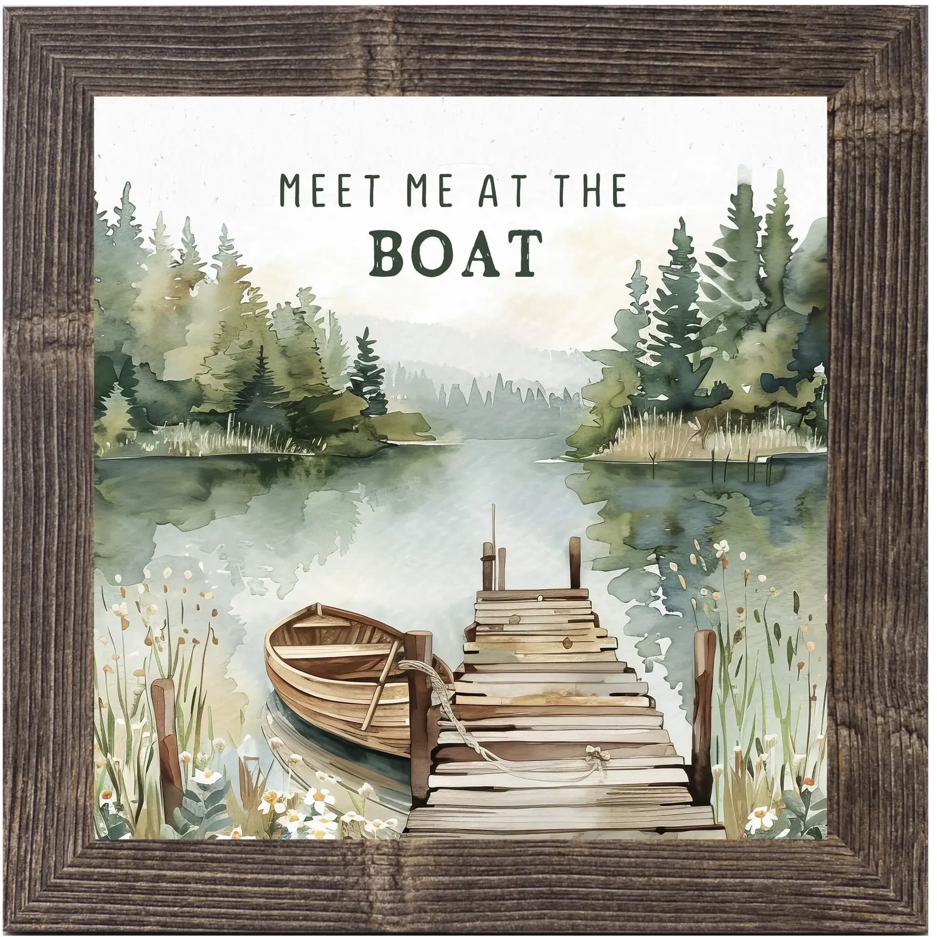 Summer Snow Art - Wholesale Art Print - Meet Me At The Boat Rustic Cabin Lake Decor Framed Art0