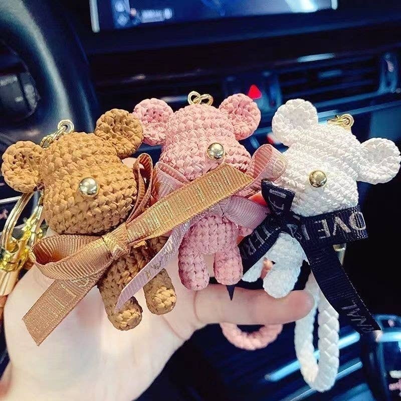 UZ Wholesale Store - Wholesale Keychain - Women's - Knitted Bear Keychain Bag Charm - Adorable and Stylish2