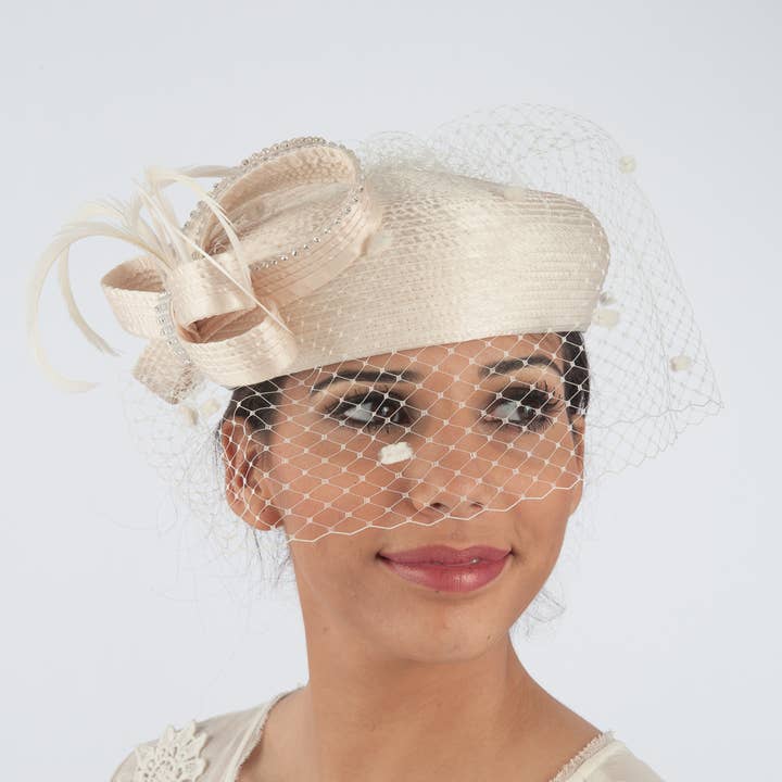 KaKyCo - Wholesale Fascinator Hat - Women's - Satin Ribbon Veil Pillbox | 32155919