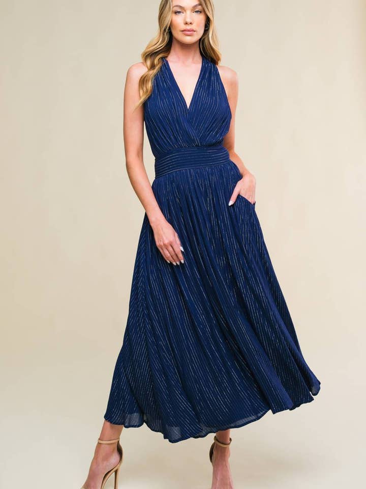 A metallic threaded woven midi dress - ID21452 for wholesale by FLYING TOMATO