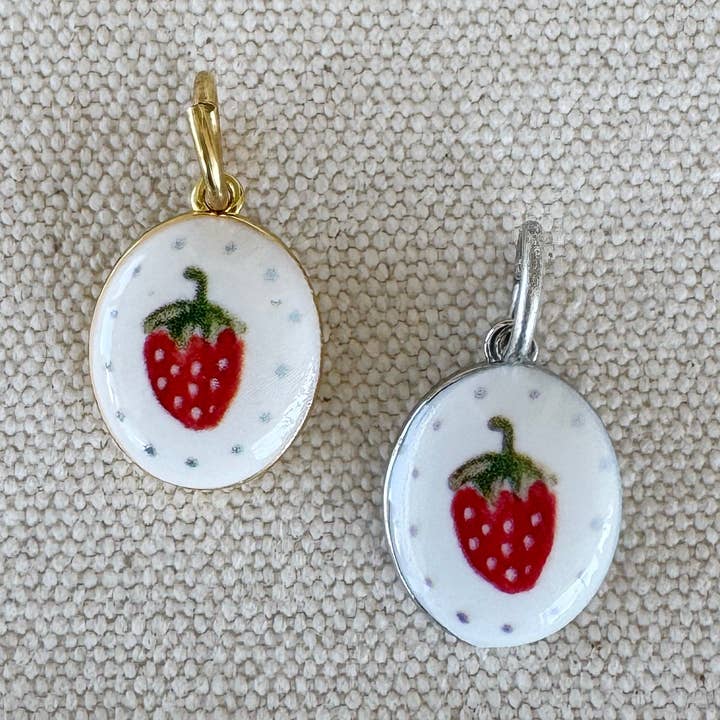 Strawberry Ceramic Charm for wholesale by Bel Kai