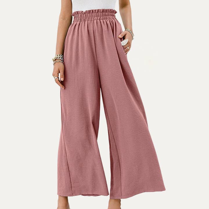 The Moment Collection – Großhandel Hose – Damen – Relax and Casual Days Hose mit hoher Taille und gesmoktem weitem Beinschnitt4