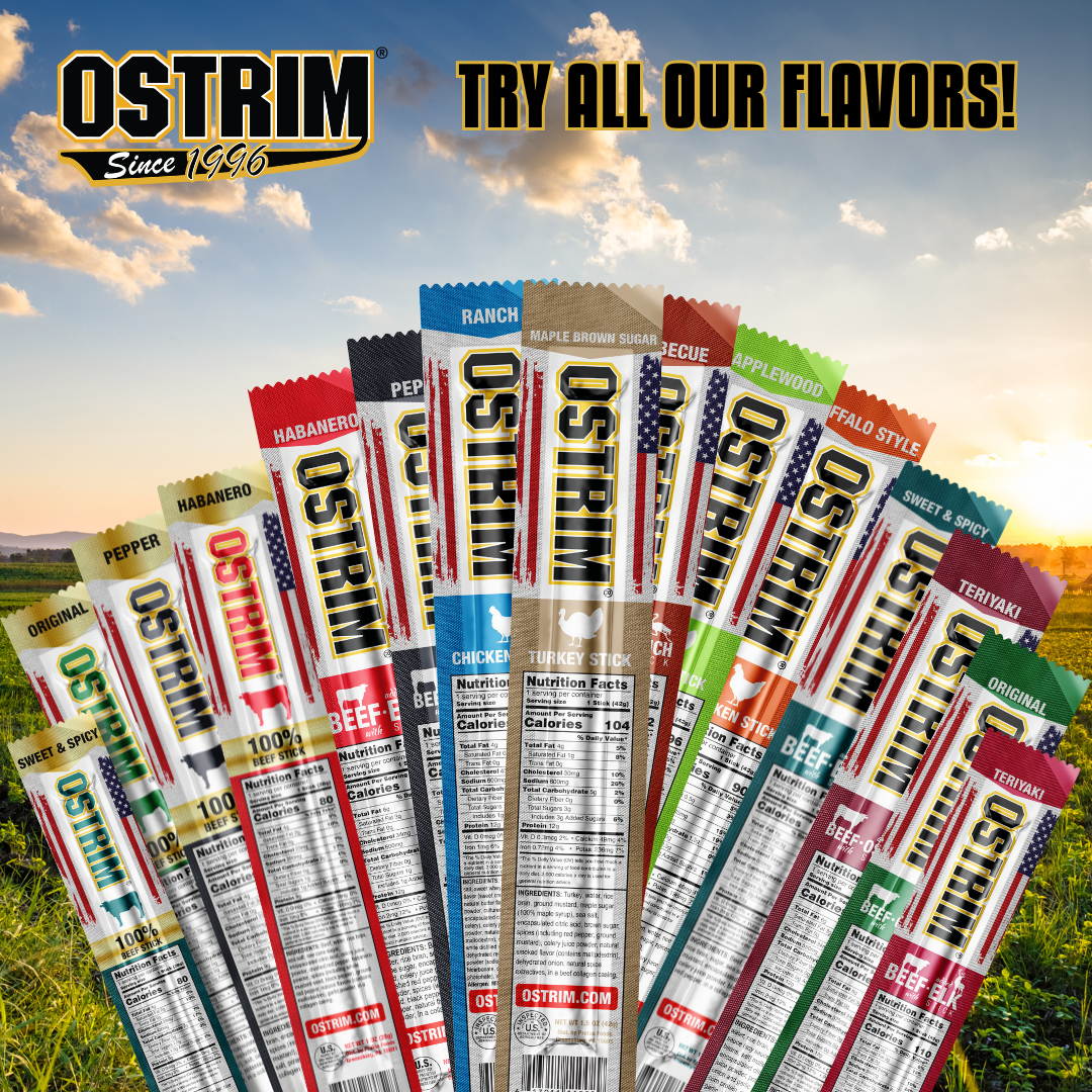 Ostrim - Wholesale Jerky - Original 1.5oz (42g) Premium Beef & Ostrich, 10 Sticks5