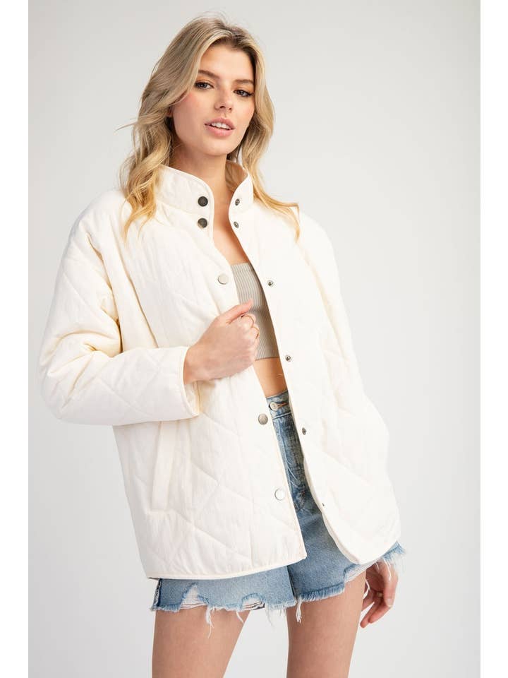 Peace Love Line - Vente Veste – femme - PL3934 - VESTE MATELASSÉE À MANCHES LONGUES ET BOUTON-PRESSION6