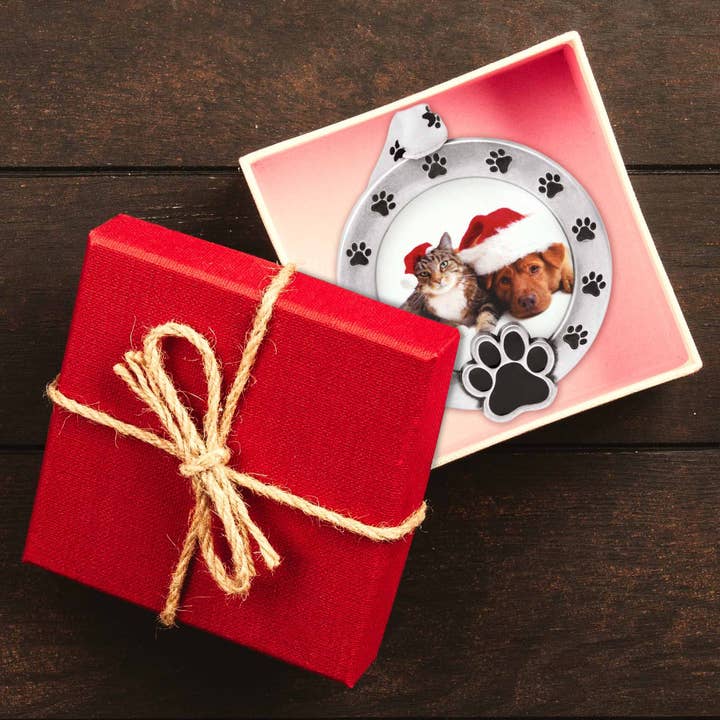 Gloria Duchin - Wholesale Ornament - Paw Print Picture Frame Ornament - Pewter Silver4