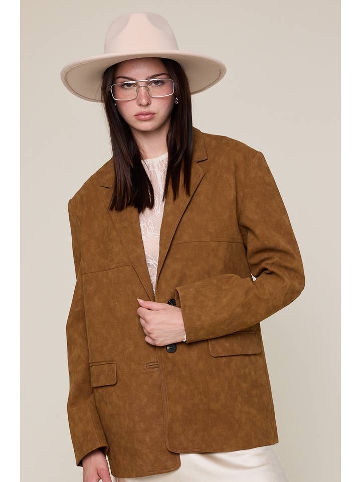 Sky to Moon - Wholesale Jacket - Women's - VINTAGE BROWN DOUBLE BUTTONS OVERSIZED JACKET2