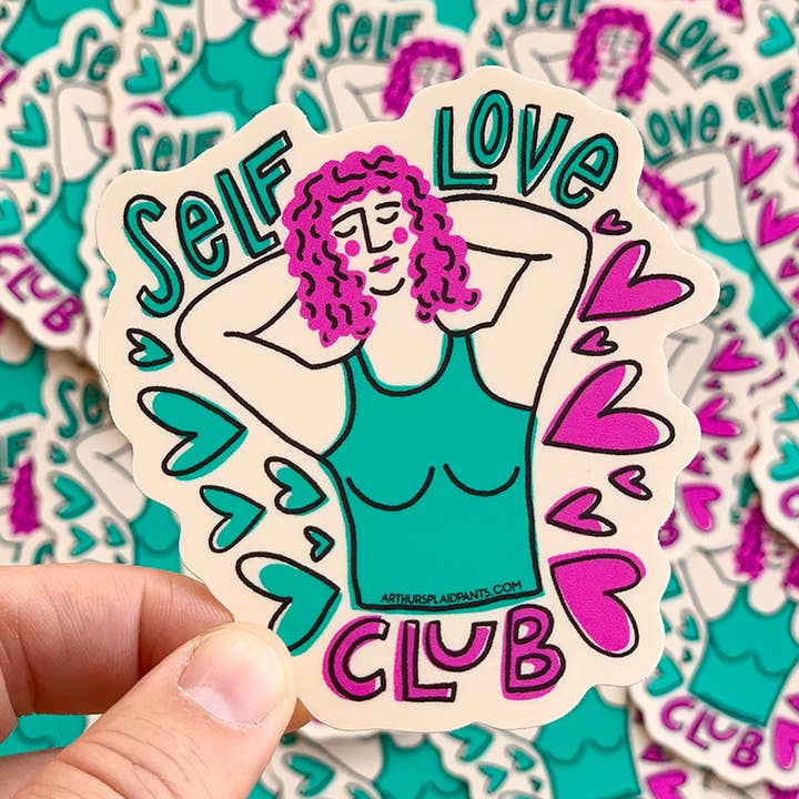 Self Love Club sticker for wholesale by Arthur's Plaid Pants
