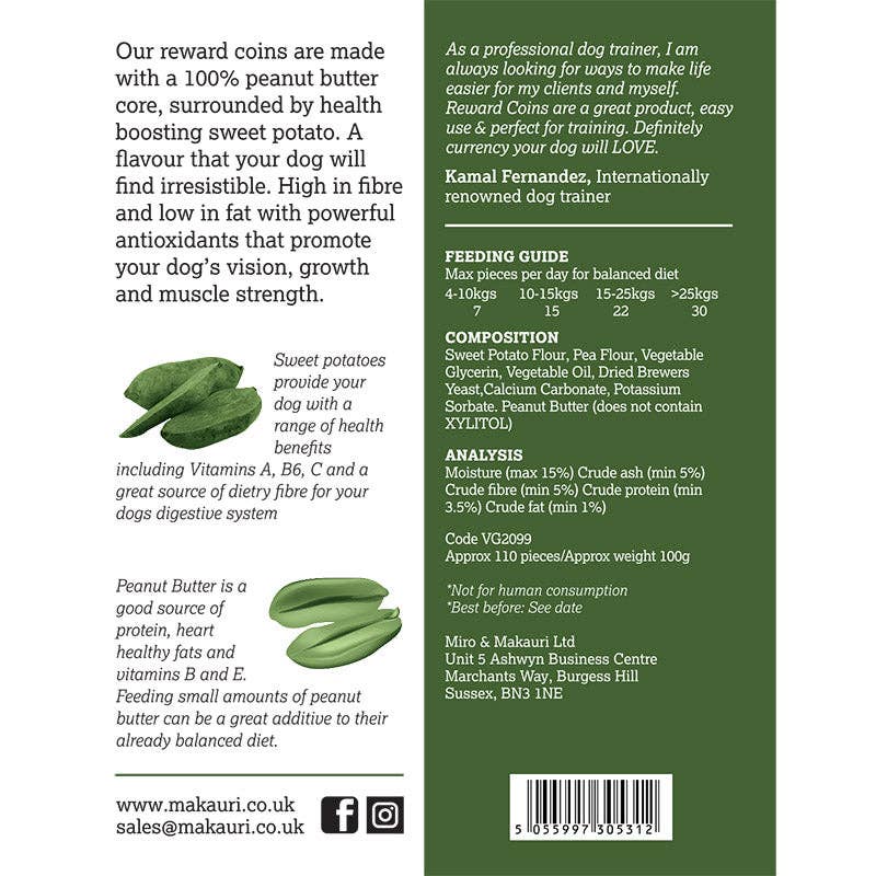 Miro & Makauri – wholesale Pet treats – Dog – Maks Patch Peanut Butter Reward Coins - 100g4