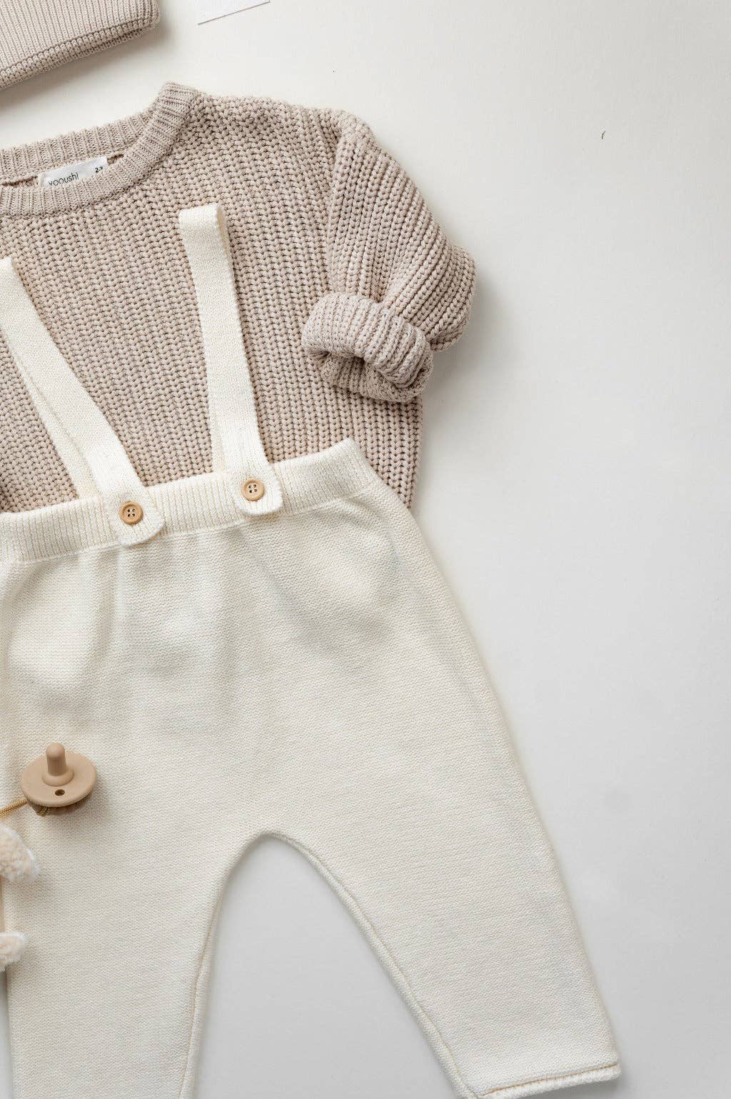 Yooushi - Wholesale Overalls - Baby - Cloud Cream Knit Suspender Pants7
