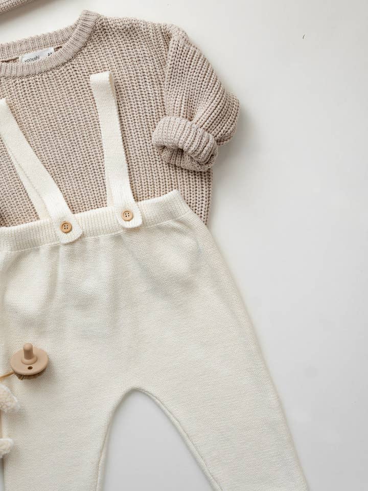 Yooushi - Wholesale Overalls - Baby - Cloud Cream Knit Suspender Pants7