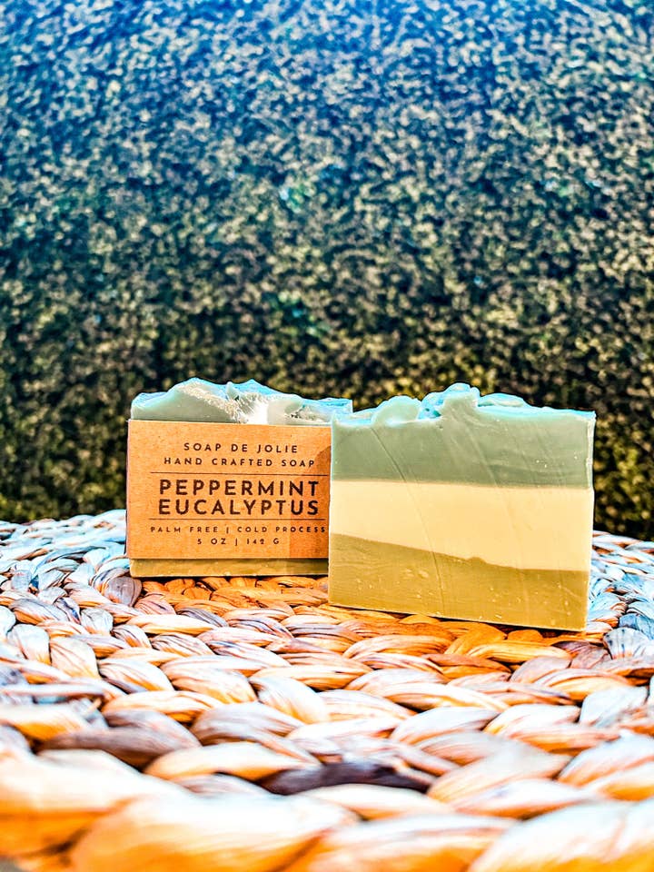 Peppermint and Eucalyptus Cold Process Soap for wholesale by Soap de Jolie