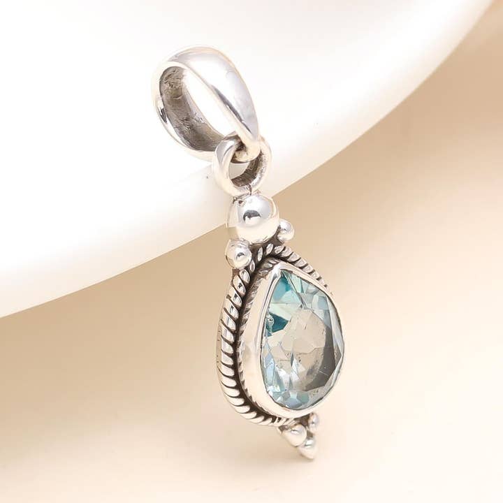 Ciondolo in Acquamarina in Argento Puro Fatto a Mano per la vendita all'ingrosso da parte di AG 925 JEWELLERY
