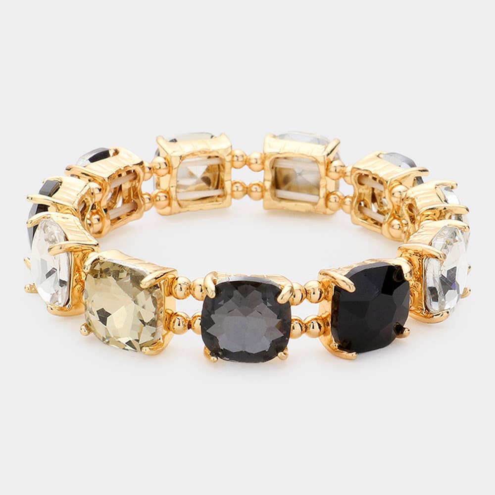 Sensibling Corp. - Wholesale Link & chain bracelet - Cushion Square Stone Stretch Evening Bracelet1
