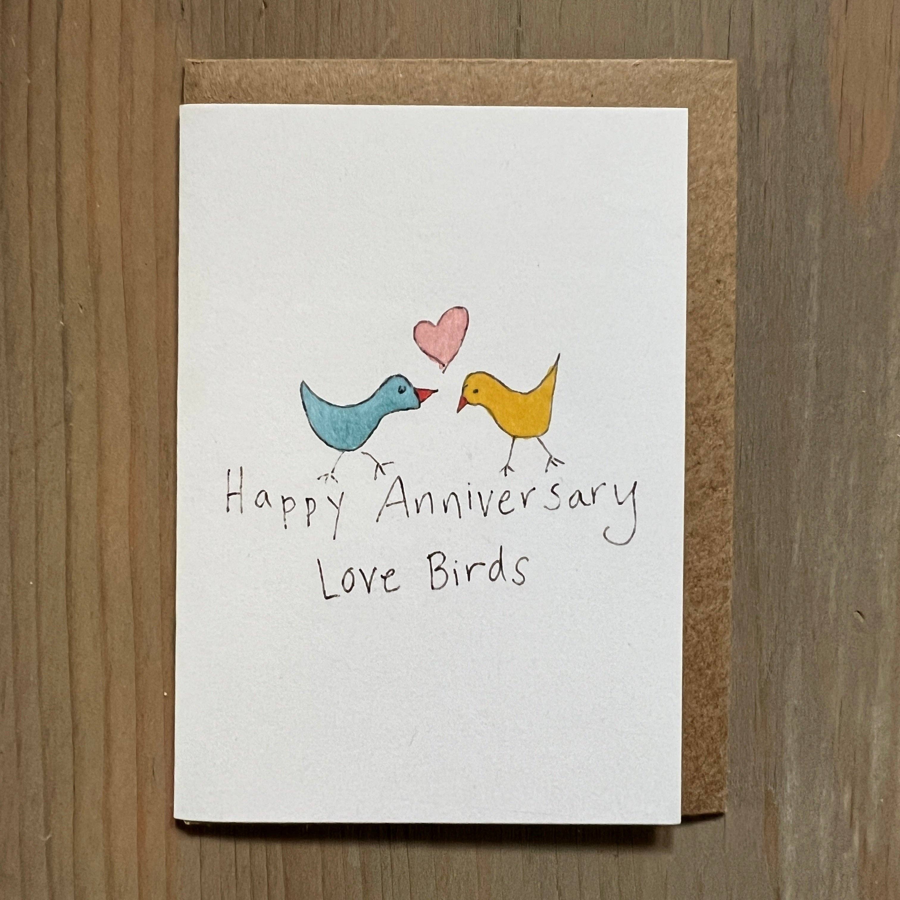 Zucchini Fish - Wholesale Anniversary Card - Happy Anniversary Love Birds Enclosure Card1
