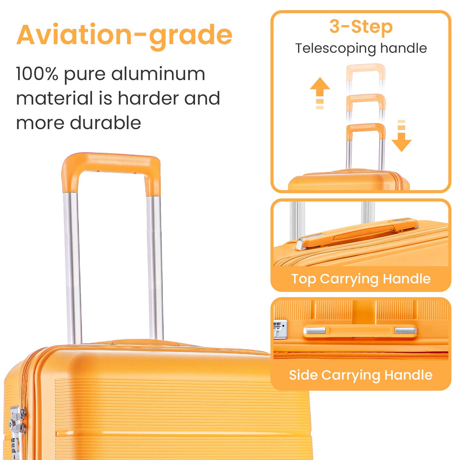Orange Luggage Sets 4 Piece PP Lightweight Expandable Suitcase for wholesale on Faire4