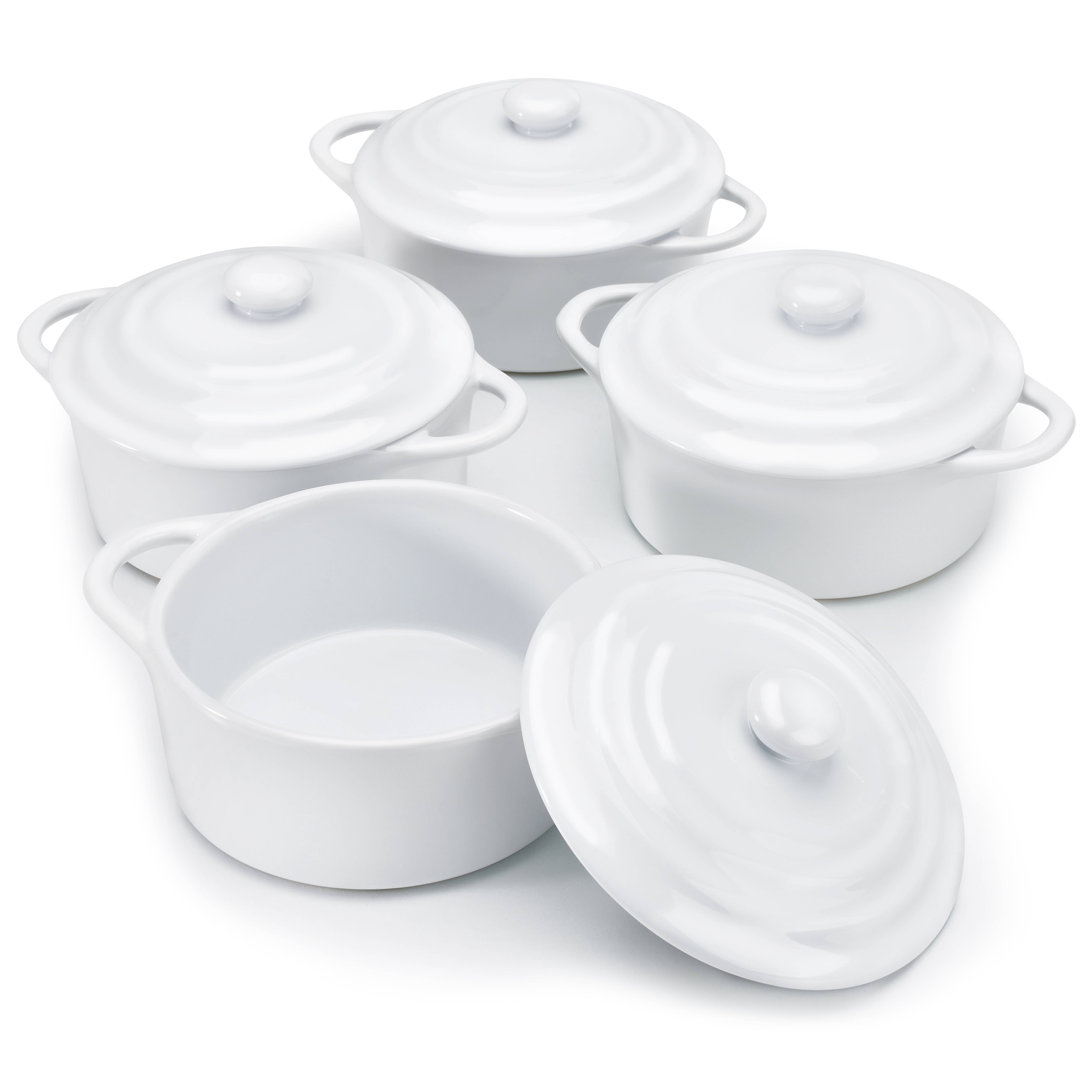 Kook - Wholesale Baking Dish - Kook Mini Casserole Dishes & Lids, Ceramic, 12 oz, Set of 417