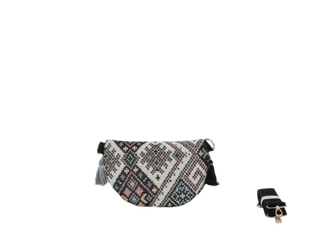 MIA LAROUGE - Wholesale Top Handle Bag - Women's - WAIST BAG WITH FRINGED FRONT DETAILS1