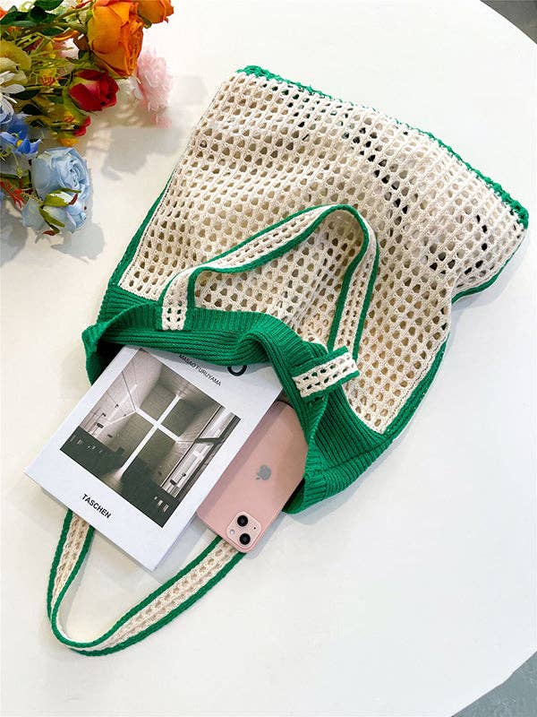 UZ Wholesale Store – wholesale Beach bag – Beach Contrast Color Hollow Bags Accessories3