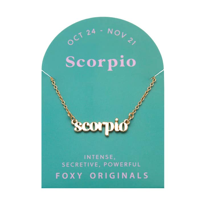Zodiac Scorpio Script Necklace | Horoscope Jewellery for wholesale by Foxy Originals