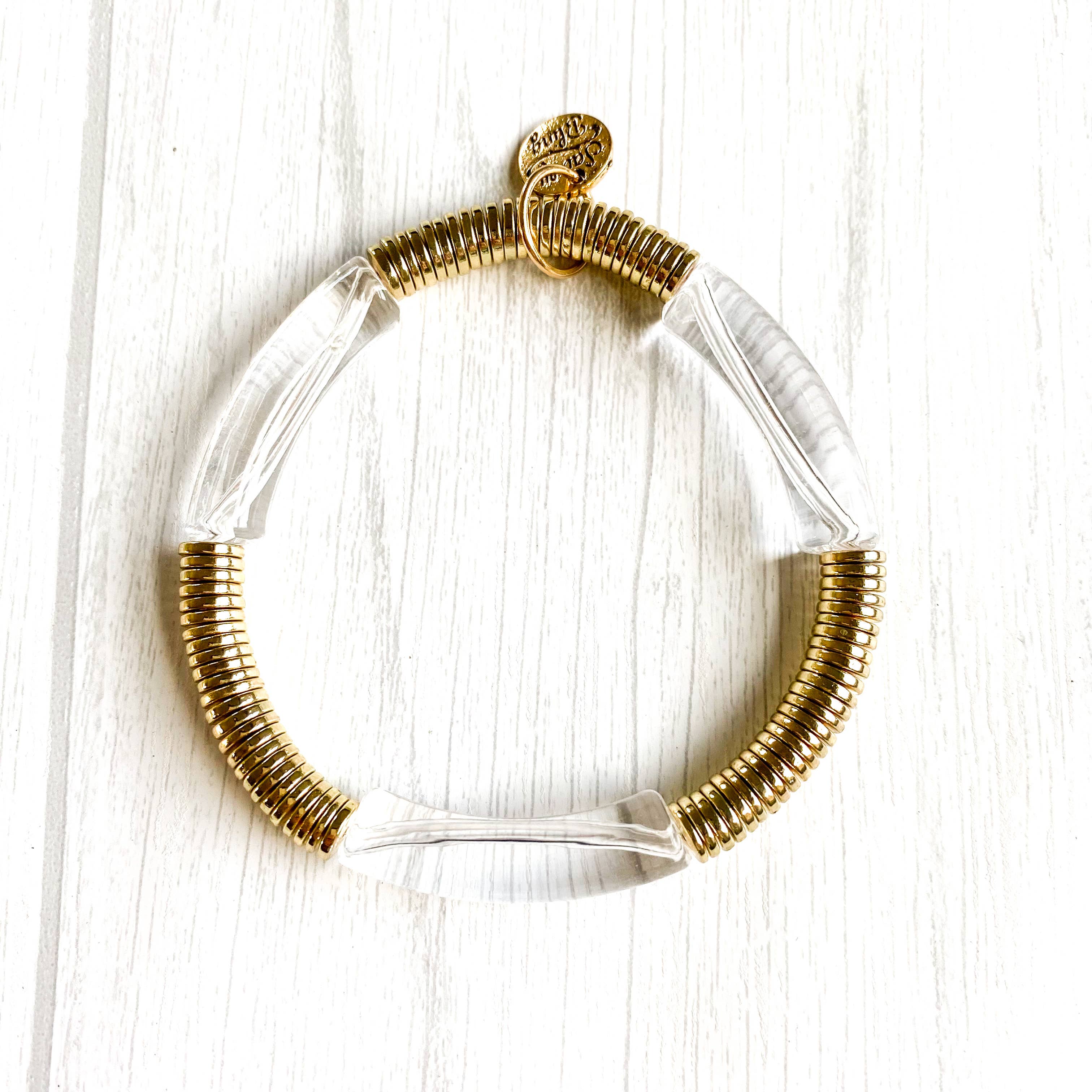 Savvy Bling - Wholesale Beaded Bracelet - Acrylic Tube Bamboo Bracelet & Gold24