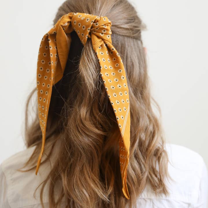 Leto Accessories - Wholesale Bandana - Women's - Cotton Daisy Bandana in Black, Rose, Yellow and Rust 🌼