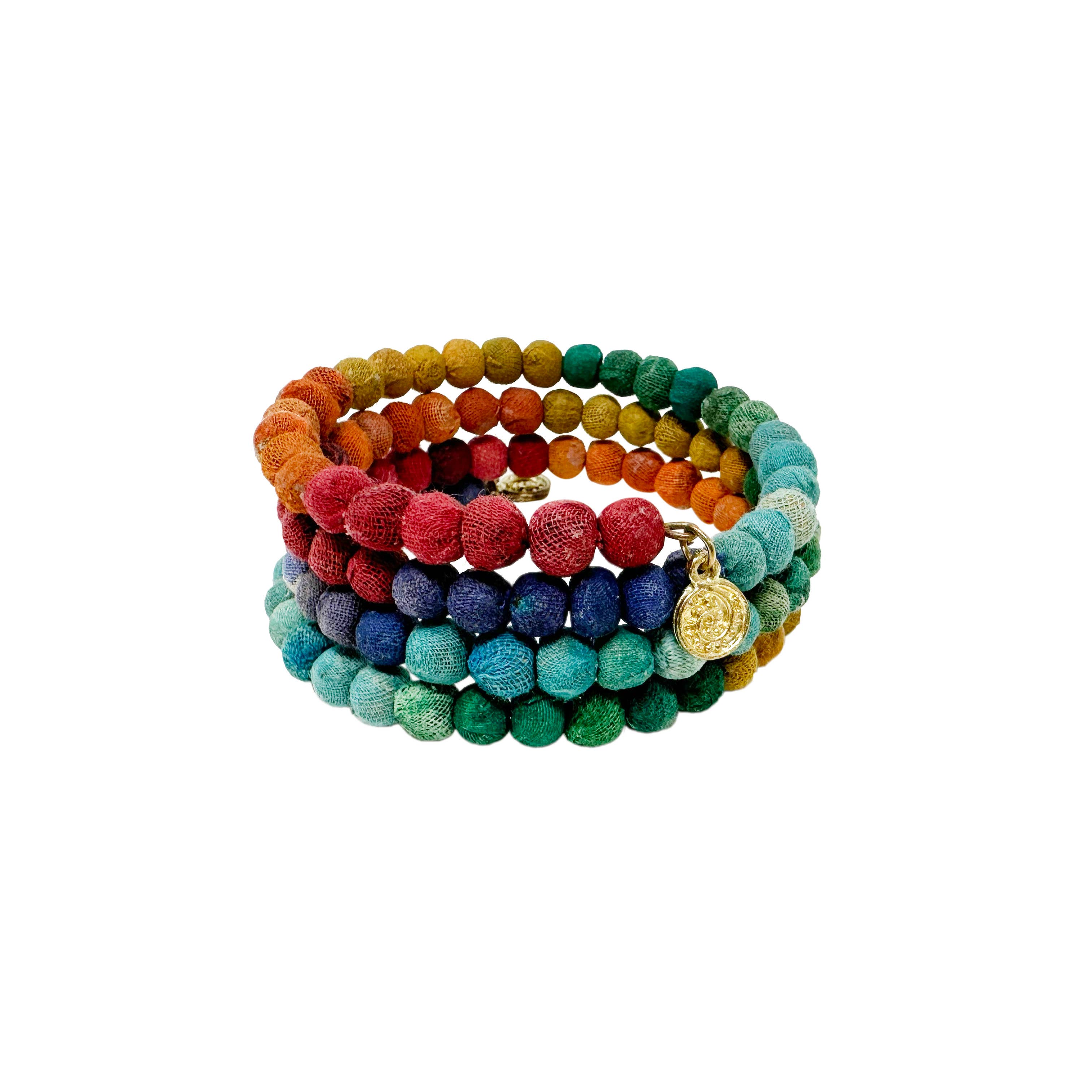 WorldFinds - Wholesale Beaded Bracelet - Kantha Rainbow Spiral Bracelet1