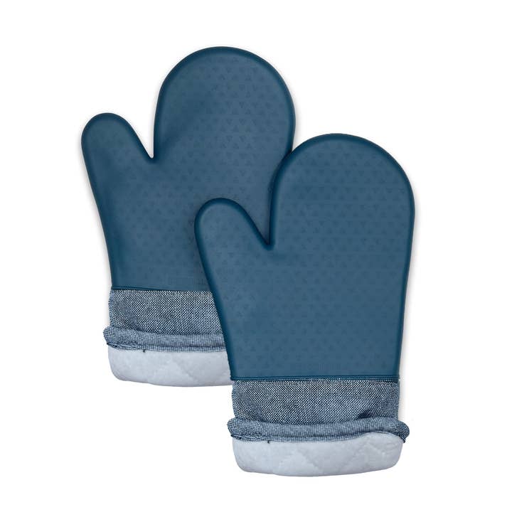 home mart goods - Wholesale Oven mitt/pot holder - Blue Heat Resistant Soft Quilted Oven Mitts With Silicone1