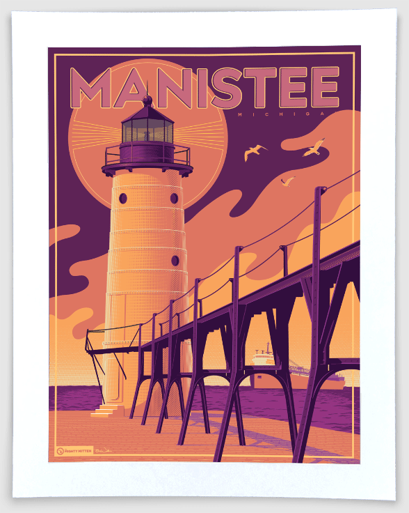 The Mighty Mitten - Wholesale Art Print - Manistee - Michigan Travel Art Print1