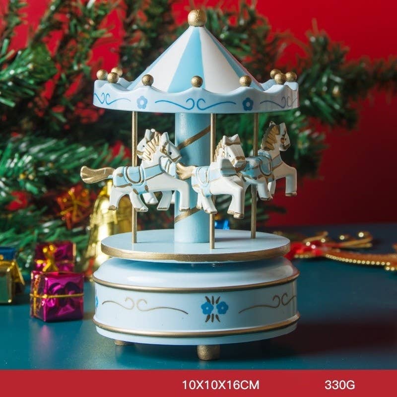 UZ Wholesale Store - Wholesale Christmas Decoration - Wooden Carousel Musical Box Christmas Gift5