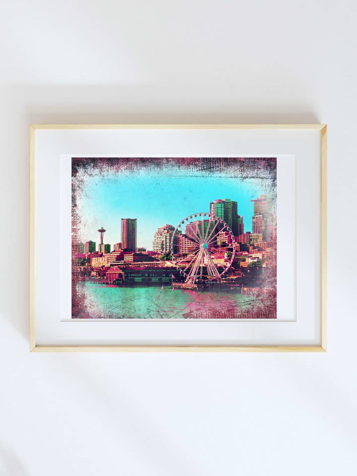 11X14 Seattle Washington Ferry Skyline for wholesale by Lone Chimney Mercantile