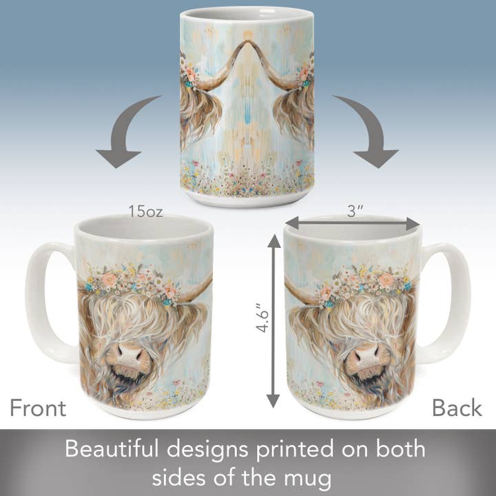 CounterArt/Highland Home/Thirstystone/CoasterStone - Wholesale Coffee Mug - "Highland Beauty" 15 oz. Decorative Ceramic Mug