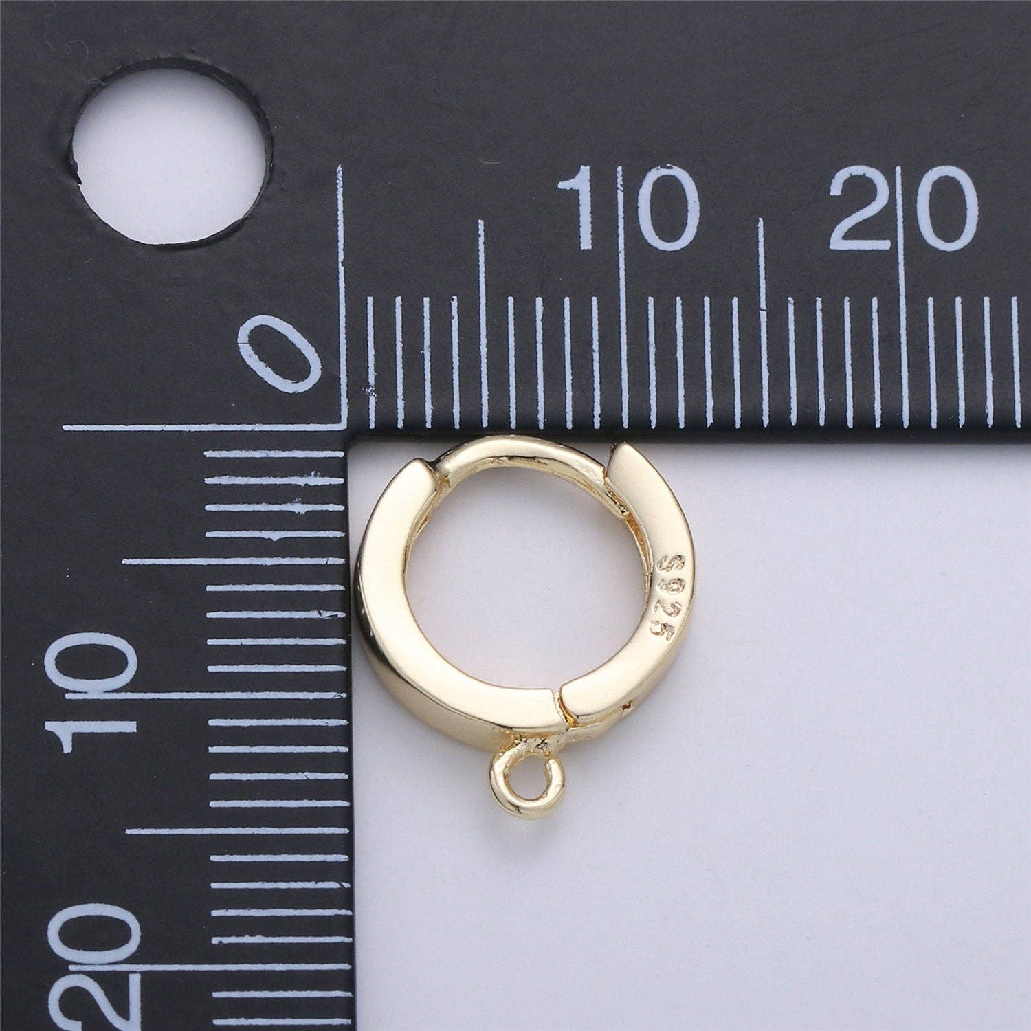 Aim Eternal – wholesale Huggie earrings – 1 pair Vermeil Gold Earring Findings - Open Link earring Post, 14k yellow gold over 925 sterling silver 10mm huggie hoop earring K5191