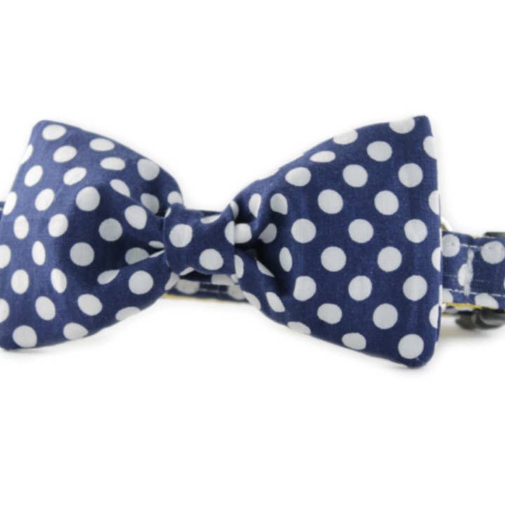 Navy Dot Hundehalsband mit Schleife, groß für den Großhandel von Sophisticated Pup