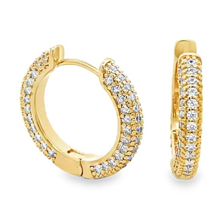Small CZ Pave Huggie Hoops for wholesale by MIA Jewelry