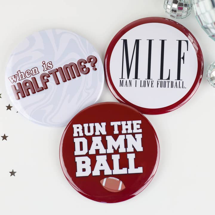Maroon Game Day Buttons | Game Day Pins for wholesale by Tailgated Co.
