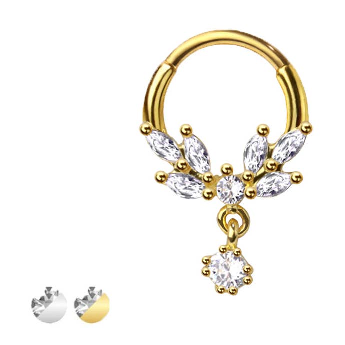 316L SURGICAL STEEL SPIRAL FLOWER VINE SEPTUM HINGED SEGMENT for wholesale by CRAVE