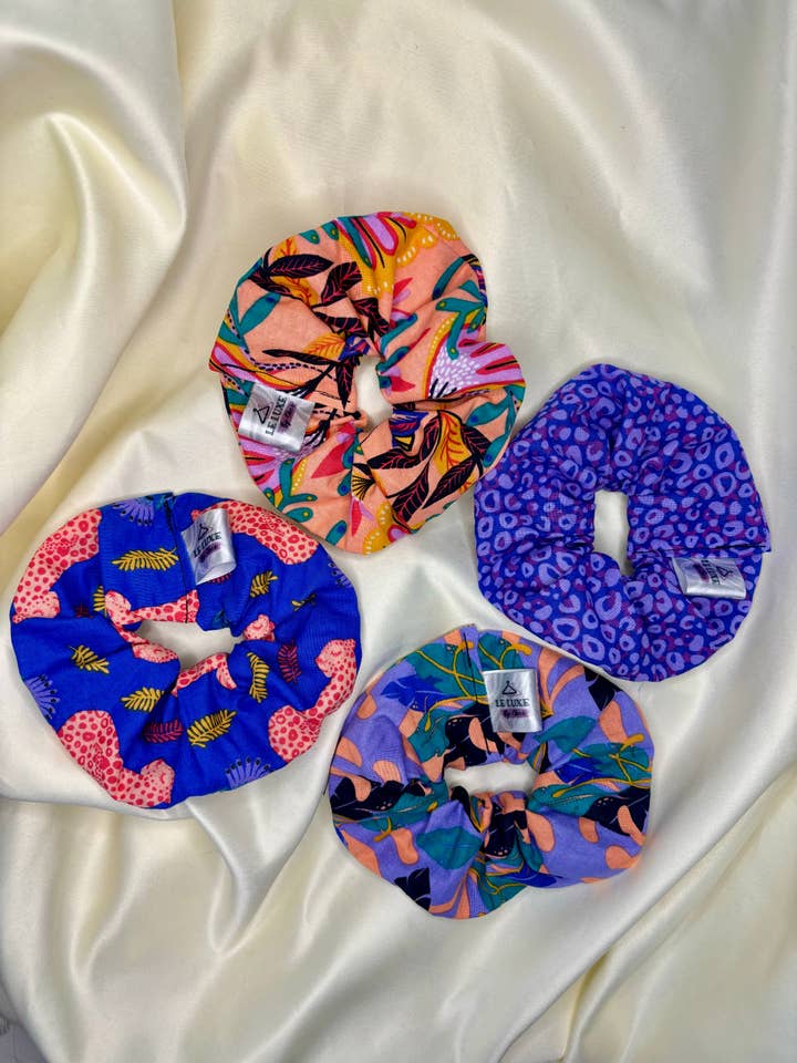 Tropical Leopard Scrunchies for wholesale by Le Luxe by Cher