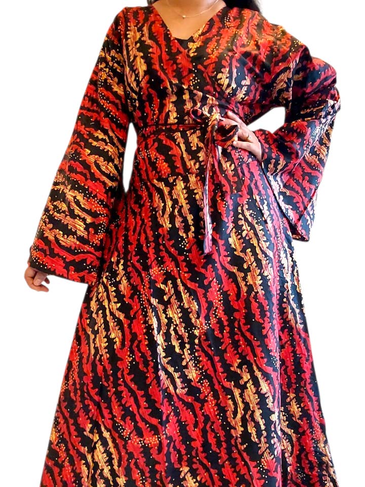 Wickelkleid / Ankara-Print - 1360 Rot für den Großhandel von India Batik