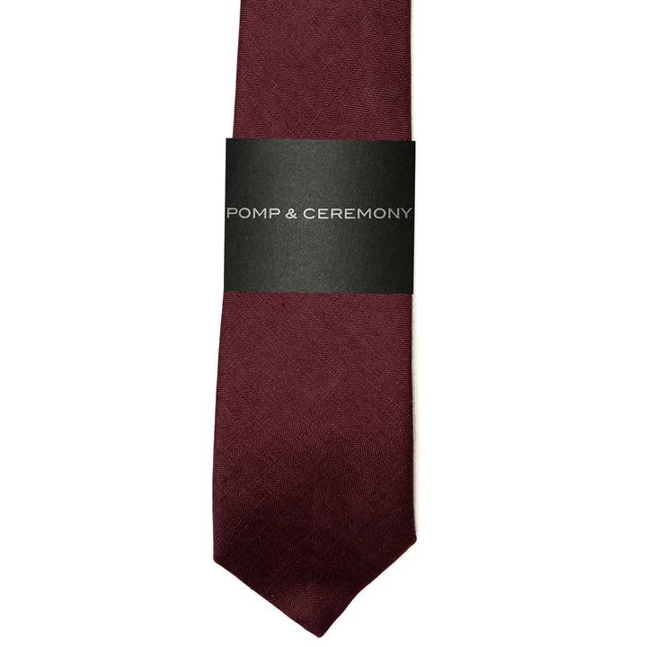 Cravate en lin marron pour la vente par Pomp & Ceremony