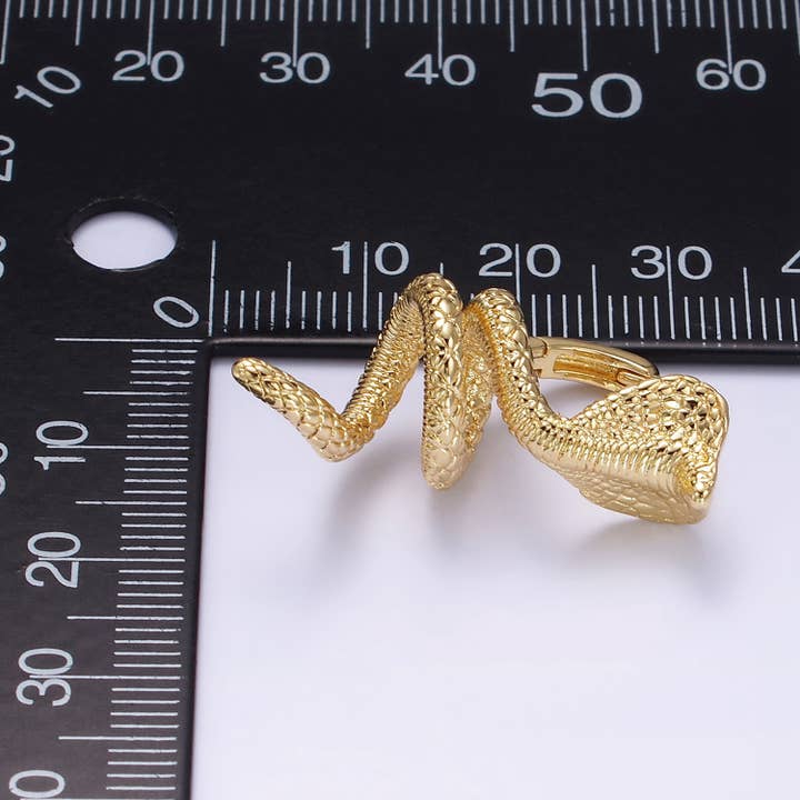 Aim Eternal - Wholesale Huggie Earrings - 24K Gold Filled 30mm Twirling Snake Serpent Huggie Earrings