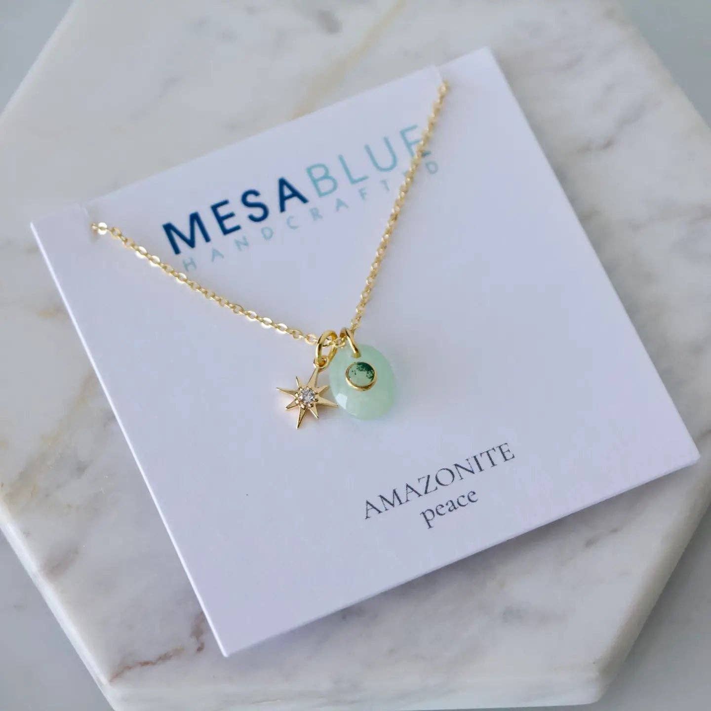 Mesa Blue - Vente Colliers à pendentif - Collier Étoile en Amazonite, Labradorite, Agate Mousse3