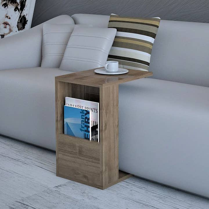 P&W|C Shape Coffee Table with Storage Wooden Sofa Side Table for wholesale by P&W Design