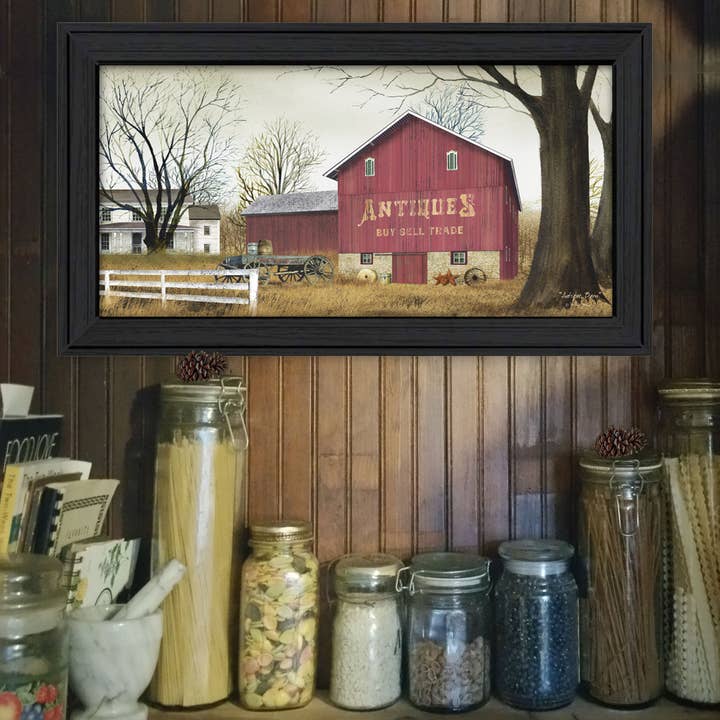 Trendy Decor 4U - Wholesale Art Print - "Antique Barn" by B. Jacobs Framed Poster, Black Frame