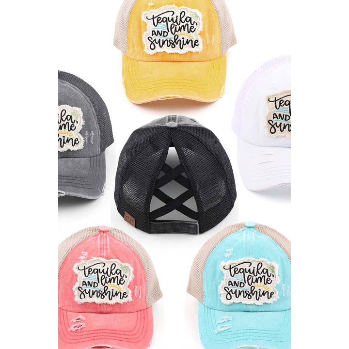 Hana - Vendita all'ingrosso Cappello per coda di cavallo - Donna - Cappellino in cavallino C.C Tequila Lime and Sunshine Patch12