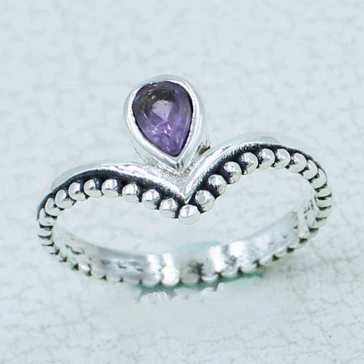 Natural Amethyst Gemstone Silver Ring for wholesale by Silvex Jewelry