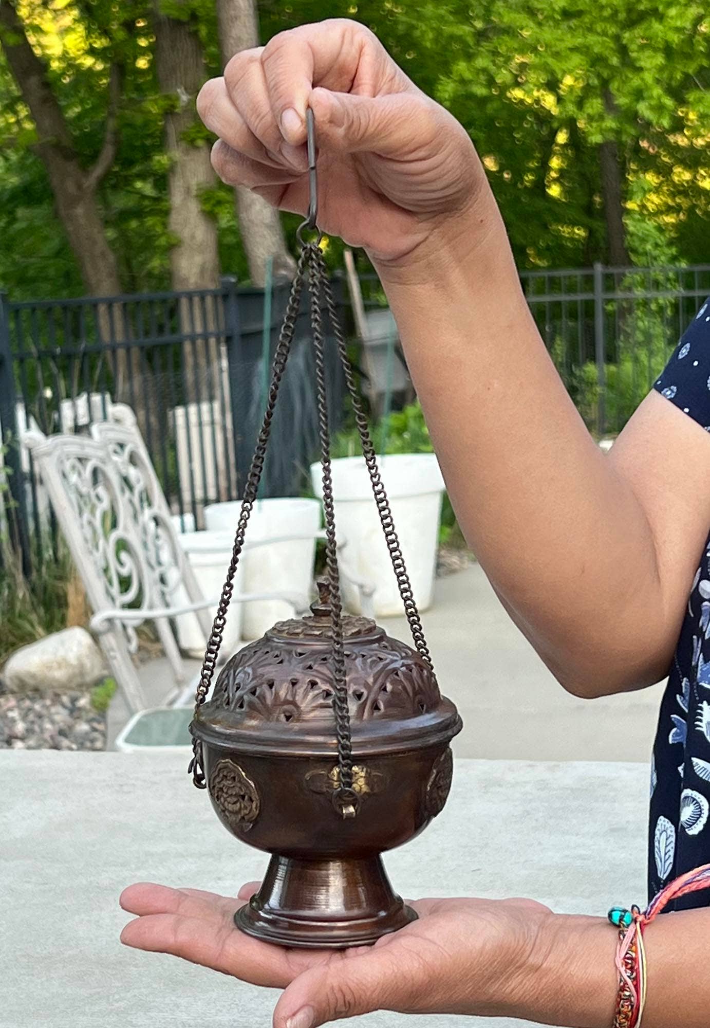 Lungta Imports – Engroshandel Røgelsesholder – Tibetansk ophængt røgelsebrænder til kegler og kulharpiks3