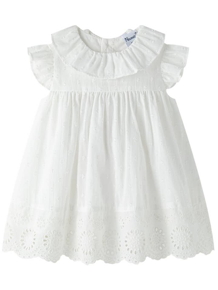 Bebisklänning flicka 6-24m vit plumeti rosett+byxa BGV96605 för wholesale av Newness Kids