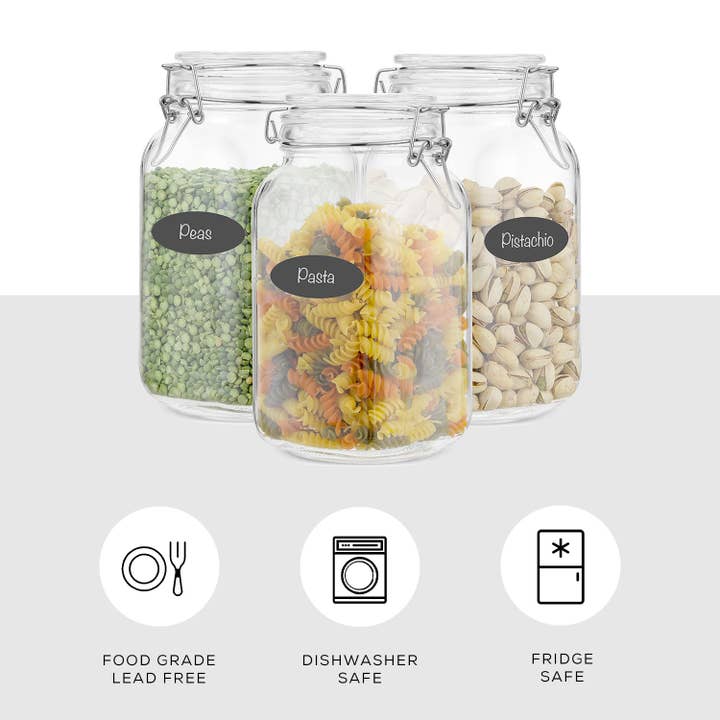 JoyJolt - Wholesale Food Storage Container - Glass Food Storage Jar with Airtight Clamp Lids - Set of 3